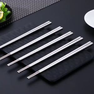 Chopsticks SUS 304 Stainless Steel Full Square Chopsticks Creative Chinese Metal Non-slip Chopstick