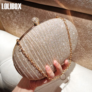 Lolibox เงาเลื่อมพับไข่เป็ดเพชรประดับ ผู้หญิง กระเป๋าสะพายข้างคลัตช์ขนาดเล็ก ชุดเดรสออกงานกลางคืน กระเป๋า เรียบหรู ทันสมัย