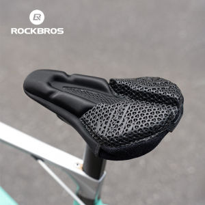 ROCKBROS Bicycle Saddle Cover 3D Printed Shock Absorption Breathable MTB Road Bike Seat Cushion Cover Memory Foam Elastic Cycling Seat Cover Waterproof Rain Cover