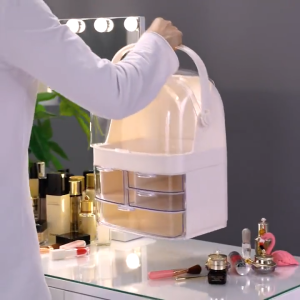 Dustproof Makeup Storage Box/Portable & Transparent Cosmetic Storage Organizer with Holder