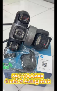Camera giám sát ngoài trời YOOSEE P34-YP Camera 4 mắt 3 khung hình xem cung lúc 3 nơi khác nhau - còi hú báo động - xem full hình ảnh HD