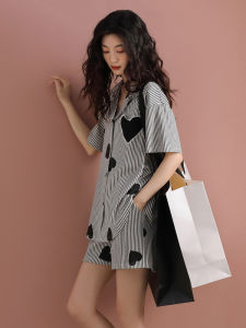 Summer Cotton Short Sleeve Shorts Pajama Set