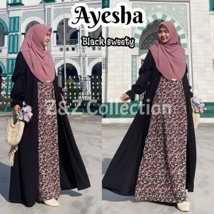 COD | Ayesha Abaya by Z&Z Collection (Abaya kombinasi Longcardy jahit menyatu)