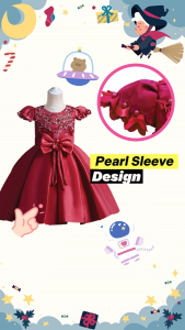 [12mth-4±yrs] Gaun Budak Perempuan Dress Princess Dress Soft Floral Pearl Lembut Gaun Birthday Gift Party Wedding Dress