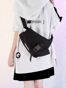 Original Ins Trendy Cool Mechanical Style Black Crossbody Bag
