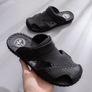 Mens Sandals Summer Beach Shoes Outdoor Casual Anti-slip Thick Bottom Roman Style Slip-On PVC Material Wear-resistant