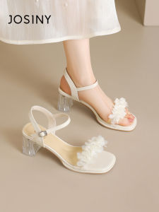 Josiny | French Style High Heel Sandals Coarse Heel Summer Spring Womens Shoes
