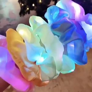 NEW Led Elastic Hair Bands Light Up Ponytail Scrunchies Glow In The Dark Hair Ties National Day Party Hair Accessories