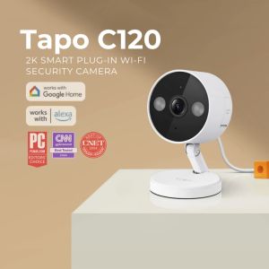 TP-Link Official | Tapo C120 | 2K QHD 4MP Indoor/Outdoor WiFi IP Security Cctv Sale Camera Connect to Cellphone with Mic and Speaker with SD Card