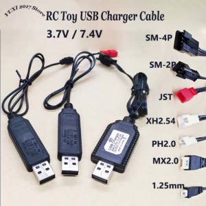 1/2PCS 3.7V/7.4V USB Charger Cable For RC Toys SM/JST/XH2.54 Connector Li-ion Battery Charging Cord for Remote Control Car
