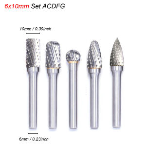 Tungsten Carbide Burrs Set 1/4inch 6mm Shank Double Cutter Rotary File Carving Die Grinder Bit for Metal Wood Stone Plastic Cut
