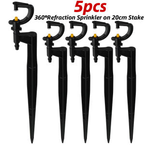 KESLA 5pc 360° Rotating Micro Watering Irrigation Sprinkler Sprayer on 20cm Stake 1/4" Barb Connector Lawn Farm Greenhouse Plant