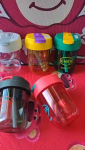 LAKOE Botol Minum Anak Sekolah Botol / Botol Minum Cher Portable 300ml Dengan Sedotan Anti Bocor
