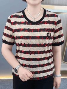QIAOXIZI | Womens Loose High-Quality Striped Slimming T-Shirt