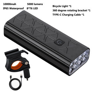 Bộ Đèn Xe Đạp Sạc USB 10000mAh - Combo Đèn Pha & Đèn Hậu LED Siêu Sáng Đèn Pin Đi Xe Đạp Chống Mưa Đèn Trước/sau Bằng Hợp Kim Nhôm Chống Nước IPX5 Để Đi Xe Ban Đêm