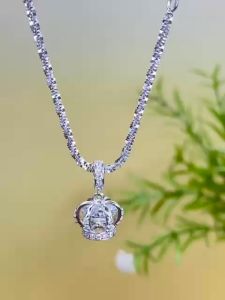 Dây chuyền bạc bạc ý S925 xi bạch kim kiểu bông dừa size 3li5 dài 45cm Mặt dây chuyền bạc mạ vàng trắng kiểu vương miện Vòng cổ bạc xi kim thiết kế thanh lịch và đẳng cấp - KIM LỘC PHÁT DBD03