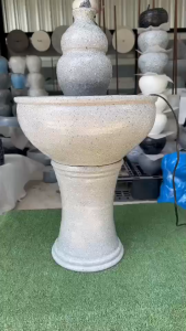 มีพร้อมส่ง ฟรีปั๊มน้ำ [A1074] น้ำพุ น้ำผุดสีเทาหินอ่อนทรงน้ำเต้า รับประกันสินค้าแตก แตกเคลมได้ 100%