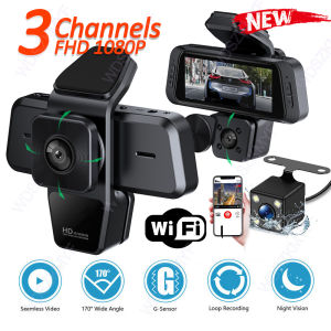 NEW 3 Channel Car DVR WIFI Video Recorder Dash Cam for Cars 1080P with Rear View Camera for Vehicle Night Vision Car accessory