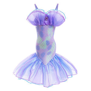 Mermaid Fairy Princess Dress Kids Ariel Cosplay Halloween Party Clothes Summer Holiday Frocks Girls Stage Performance Mesh Gown
