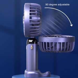 【Ready Stock】Vimite Mini Portable Fan USB Rechargeable Handheld Small Fan with LED digital display / mobile phone bracket 5-Speed Adjustment Foldable Silent Table fan for home Outdoor sports Camping office 便携式手持小风扇