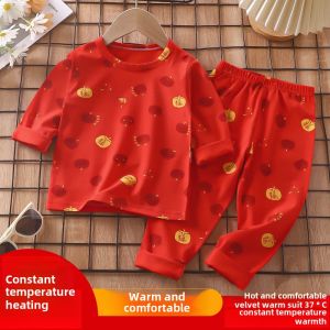 Pure Cotton Childrens Underwear Set Baby Red Autumn Clothes Autumn Pants Home Clothes for Middle And Large Children