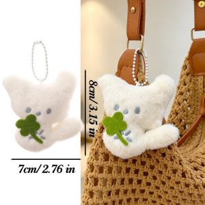 Cute Little Fox Keyring White Fox Plush Toy Keyring Super Cute Little Nose Backpack Charm Comfort Toy