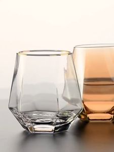 Shuno Elegant/Diamond Hexagon Shape Coffee Juice Milk Glass Cup Cawan Gelas Kaca Kopi Susu Jus Set Kopitiam 玻璃杯子ins高顏值