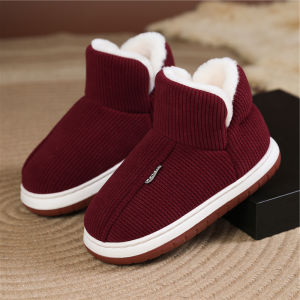 Dép Cotton Lót Lông Cừu Dày Mùa Đông Chống Trượt Đế Cao Gót Thoải Mái Cho Nam Và Nữ Dép Cotton Cho Người Cao Tuổi