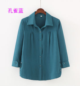 เสื้อแม่สามีสีไวน์แดงเสื้อเชิ้ตแขนสามส่วนสำหรับผู้หญิงวัยกลางคนและผู้สูงอายุชุดคุณแม่คาร์ดิแกนแบบบางแฟชั่นสำหรับงานเลี้ยงฤดูร้อน