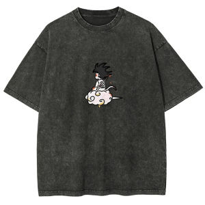 Bandai | Kid Goku Flying Nimbus T Shirt Dragon Ball Z Anime Men Vintage Acid Wash Vintage Cotton Streetwear Kawaii Graphic Tee 2026