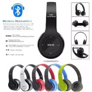 P47 Wireless Bluetooth On-Ear Headphone Headset With Microphone Noise Cancellation