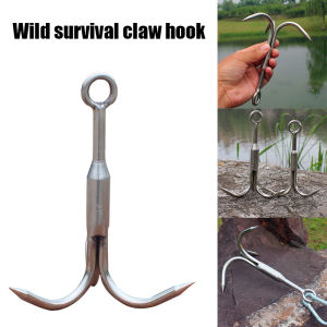 3-Claw Grappling Hook Stainless Steel Tree Climbing Hook Grappling Steel Hook Rock Climbing Claw For Outdoor Hiking Walking