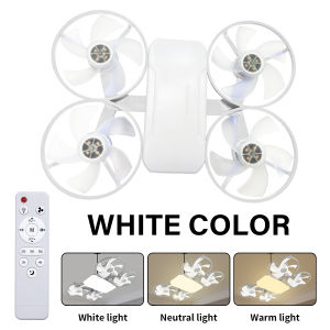 Drone Shaped Led Ceiling Fan Light E27 Lamp Base with Remote Control 110-220V 3-Color Speed Dimmable for Living Room Bedroom