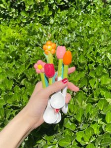 Thìa Cà Phê Bằng Gốm FunLife Hình Hoa Tulip Tròn Dễ Thương Thìa Trộn Đồ Tráng Miệng Thìa Cà Phê Pha Trộn Kiểu Hàn Quốc Tươi Mới