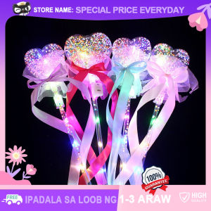 Creative Crystal Magic Wand LED Light-up Sparkling with Ribbon Ball Love Shape Stick Glowing Toys Birthday Wedding Party Festival Supplies