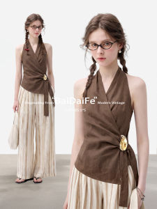 BAIDAIFEI | Halter Neck Sleeveless Slimming Tank Top for Summer Wear