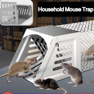 Rat Cage Trap Self-locking Mousetrap Metal Reusable Humane Indoor Outdoor Mouse Cage Trap
