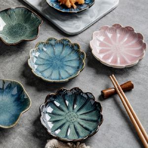 4pcs Japanese Ceramic Sauce DishFlavor DishVinegar DishDipping Sauce dishCreative Glaze Underglaze Small PlateSeasoning