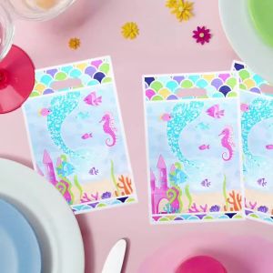 20Pcs/40Pcs Party Gift Bags Blue Fish Scales Mermaid Tail Seahorse Fish Castle Suitable for Birthday Festival Party Event Gift Packaging Bags Party Small Gift Packaging Bags Event and Party Supplies