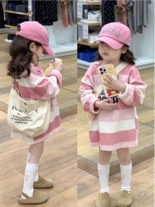 Girls Autumnal Striped Long Sleeve Dress & Children's Fashionable Midi Skirt