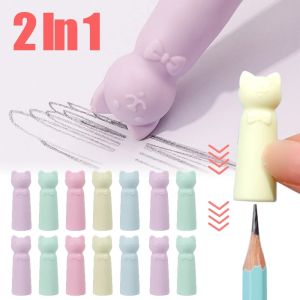 1-20PCS Cute Cat Shape Pencil Top Erasers Universal Pen Nib Protector Cover Student Drafting Sketching Writing Stationary Eraser