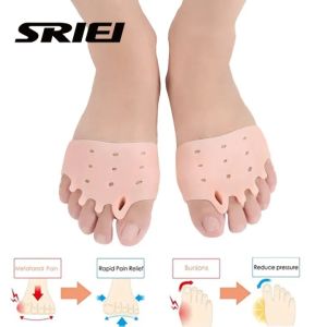 SRIEI 1Pair Silicone Forefoot Pads Toe Separator Cushion Pad Pain Relief Shoes Insoles Finger Toe Hallux Valgus Corrector Gel Pads Foot Care