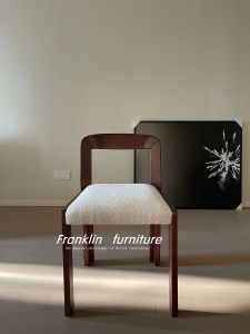 Nordic Designer Vintage Solid Wood Dining Chair Casual Lamb Velvet Seat Adult Furniture Kl-0701 White Ash Wood Material