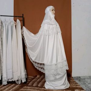 MUKENA ARMANI SILKY POLOS RENDA DOUBLE TILE TERAPAN