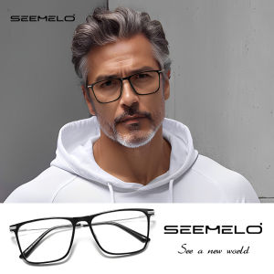 SEEMELO Men’s Glasses Upgrade Memory Legs Vintage Style Square Frame Glasses Clear Lens Glasses Blue Light Blocking Glasses Anti-fatigue Glasses Anti-blue Lens Eyes Protection Eyewear