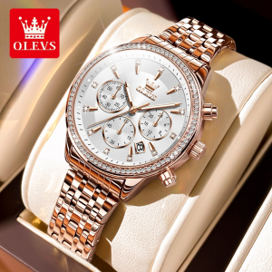 OLEVS Jam Tangan Wanita Terbaru 2025 Anti Air Original Fashion Cewek Korea impor Analog Emas Mawar Elegan Mewah Women Watch