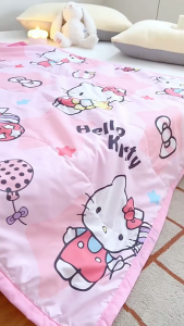 🧸 ไปเจอนี่มา ผ้าห่มเย็นคอตตอน ลายการ์ตูน งานแท้ ขนาด 120×150 cm เนื้อผ้าเย็นสบาย เหมาะสำหรับฤดูร้อน มาพร้อมถุงขาว