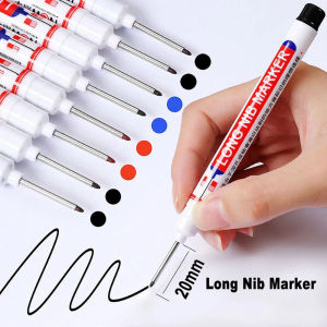 6pcs Long Head Nosed Marker Pens Multifunction Woodworking Decoration Deep Hole