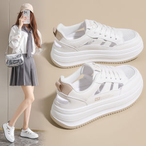 SHIYAN | Summer Breathable Thick Sole Increase Height White Canvas Shoes