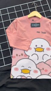 Kaos Lengan Panjang Full Print Premium Anak Peach Duck